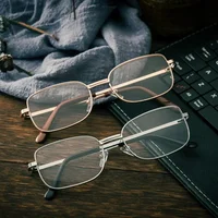 Men Fashion Metal Frame Reading Glasses Full Frame Ultralight Clear Lens Magnifier Business Male Presbyopic Eyeglasses 0 to +4.0