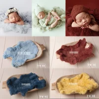 Newborn Photography Accessories Baby Blankets Natural Rabbit Fur Rug Infant Shoot Prop Soft Basket Filler Studio Photo Props 1