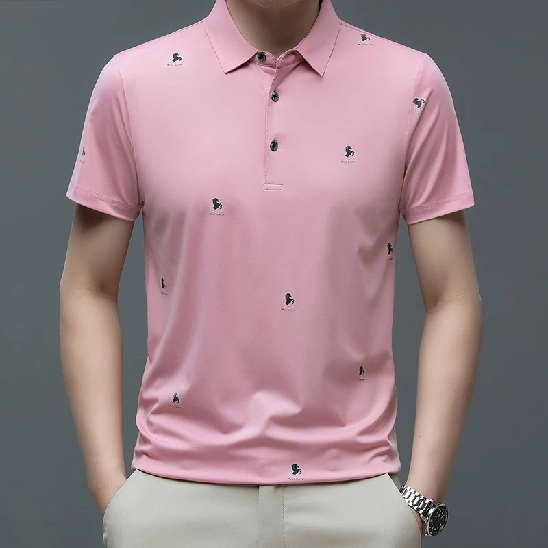 

Рубашка-поло мужская с отложным воротником, модная повседневная одежда для гольфа, топ для улицы, футболка с короткими рукавами