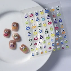 3D Mouth Monster Nail Sticker Dopamine Cute Jelly Nail Art Decals Funny Expression Pack Embossed Hand Ledger DIY Decor Manicure