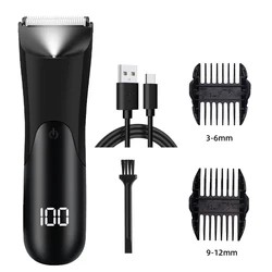 Men's Electric Groin and Body Hair Trimmer with Ceramic Blade and Dual Guard Attachments (Kit)