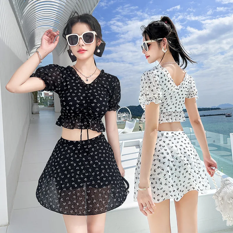 

Women Bikini Set Split Small Fresh Fairy Skirt Style Flat Corner Underbelly Slim Swimwear