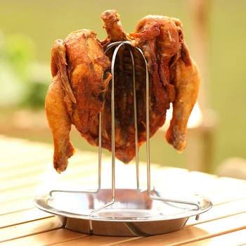 1 set di pollo griglia strumenti per barbecue in acciaio inossidabile teglia antiaderente addensata pollo affumicato arrosto cucina strumenti per barbecue all'aperto 1