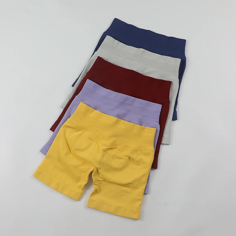 Impact Shorts Low Ribbed Waist Band Yoga Shorts Seamless Scrunch Bum Workout Gym Shorts Booty Hight Stretch Running Shorts 3