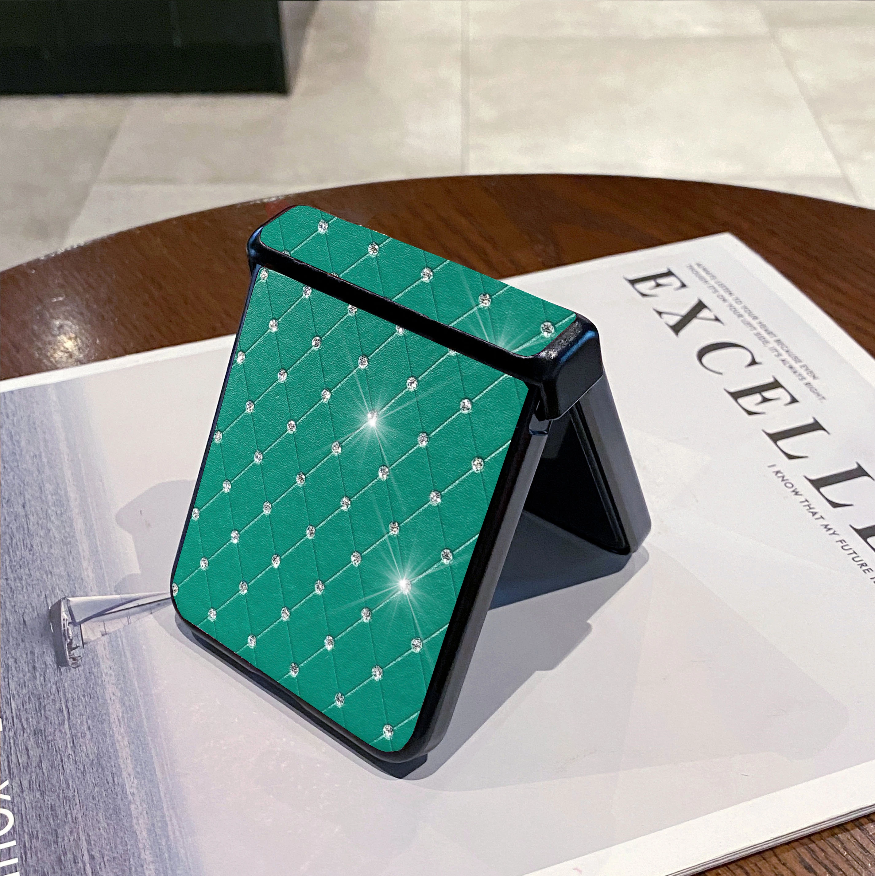 Rhombus Grid Luxury Leather Phone Case - Shockproof Back Cover