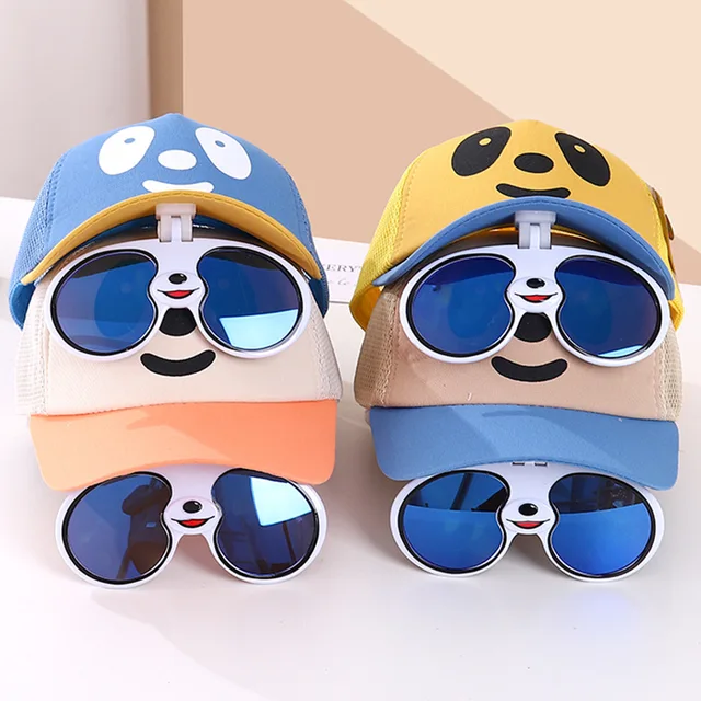 Korean Children s Hat Summer Thin Baseball cap Detachable Glasses Fashion Child Sun hat 2-6 year old baby s summer sunscreen