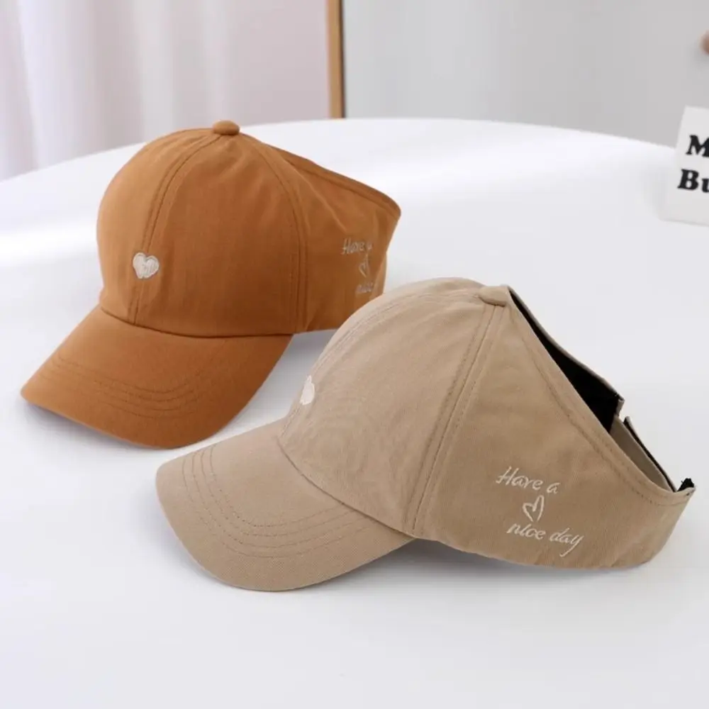 Korean Style Half Empty Top Hat Love Heart Anti-UV Sun Hat Summer Kid Sunhat Shading Hat No Top Beach Hat Children's Visor Hat