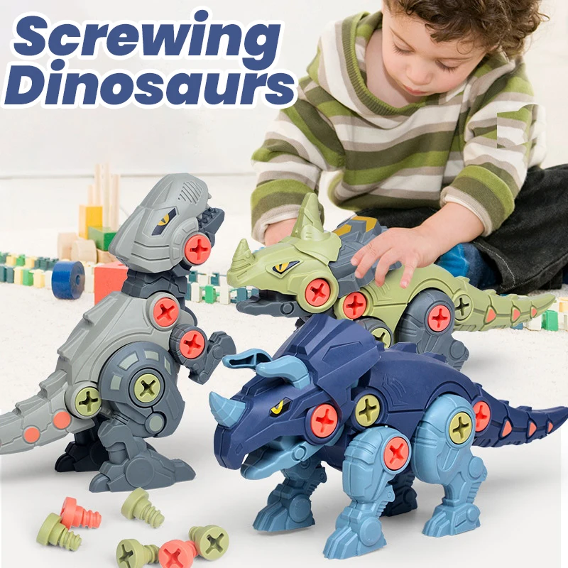

DIY винтовые динозавры, детские игрушки для детской сборки, наборы моделей орехов, безопасные блоки, подарки для маленьких детей