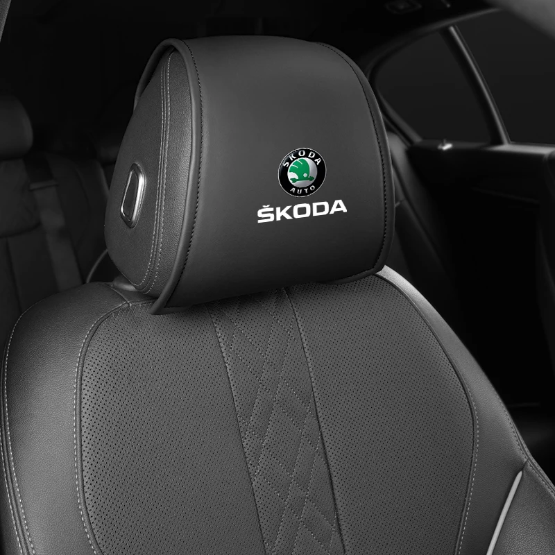 Car Headrest Storage Styling Seat Neck Pillow Cover Protettiva Per Skoda Superb Rapid Octavia Kodiaq Derivator Karoq Kamiq Rs