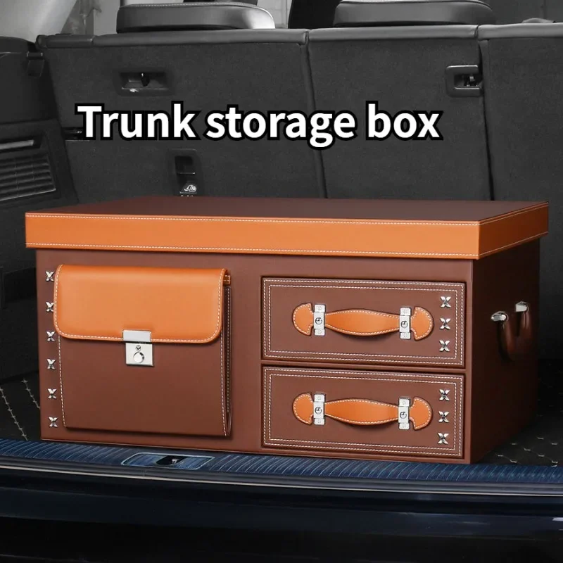 

Car Trunk Organizer Box Large Capacity Auto Multiuse Tools Storage Bag Stowing Tidying Leather Folding for Emergency Storage Box