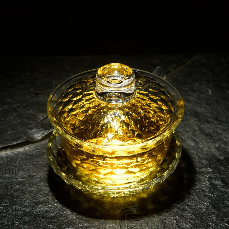 150cc Creative Heat-resistant Transparent Glass Gaiwan Office Kung Fu Tea Set Drinkware Teapot Gift Master Tea Bowls Sent Friend