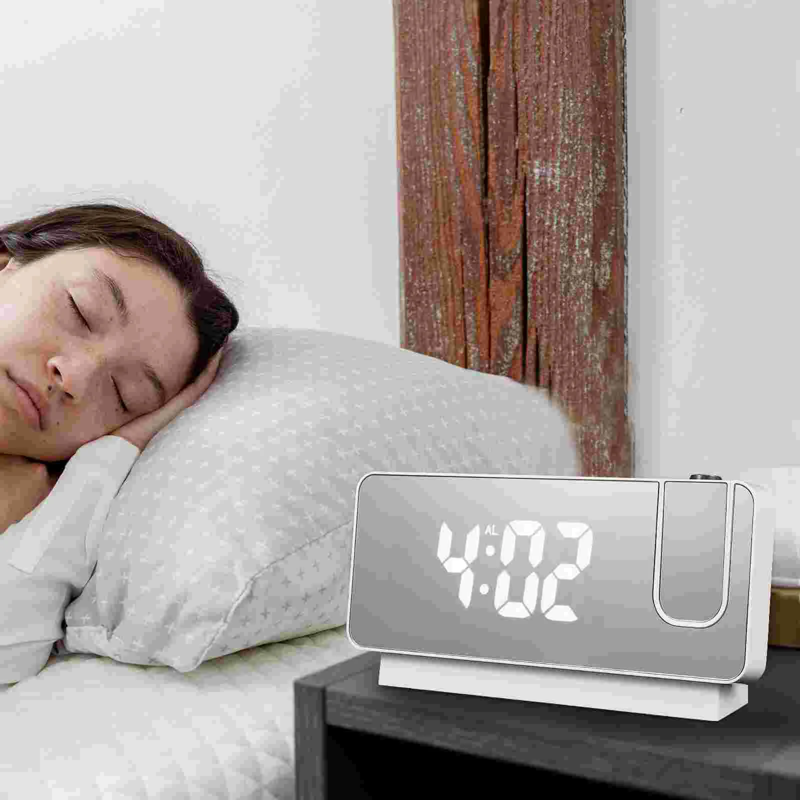 Clocks LED Electronic Dormitory Alarm Home Household Student Projection White Desk digital clock