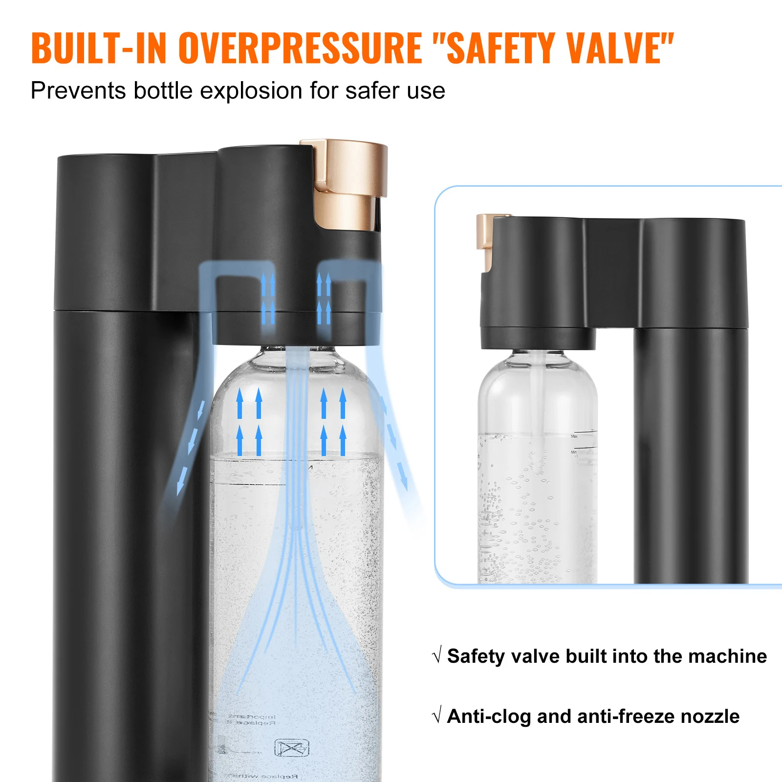 Sparkling Water Maker Soda Machine for Home Carbonating Seltzer with BPA free 1L PET Bottle