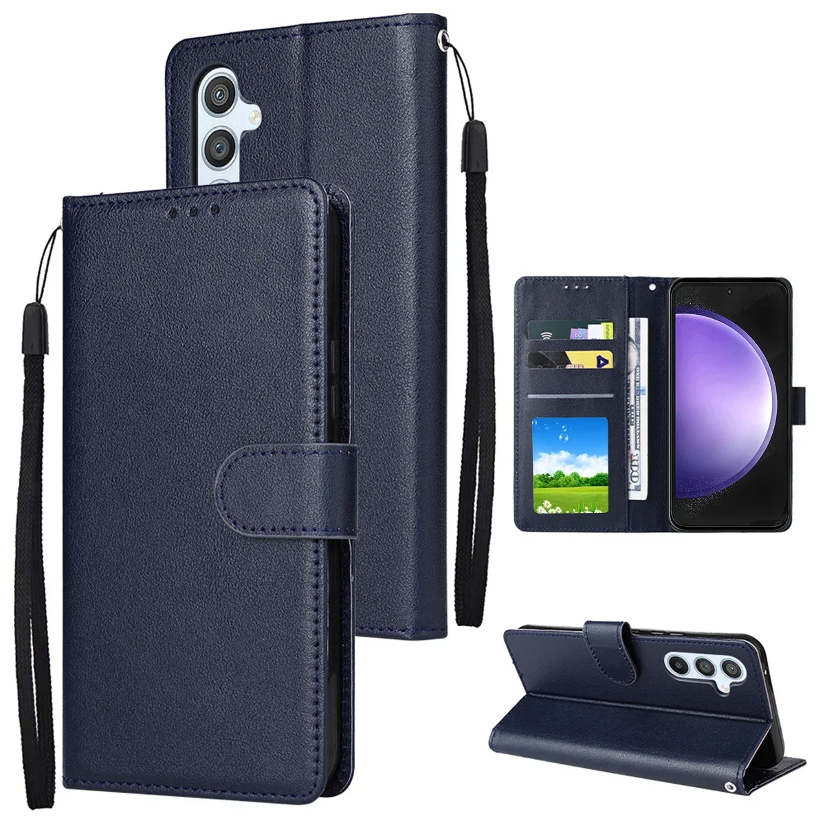 Wallet With Card Photo Frame Stand Magnetic Flip Leather Case For Samsung Galaxy S24 S23 FE S23 Ultra S22 Plus S21 S20 S10 S9 S8