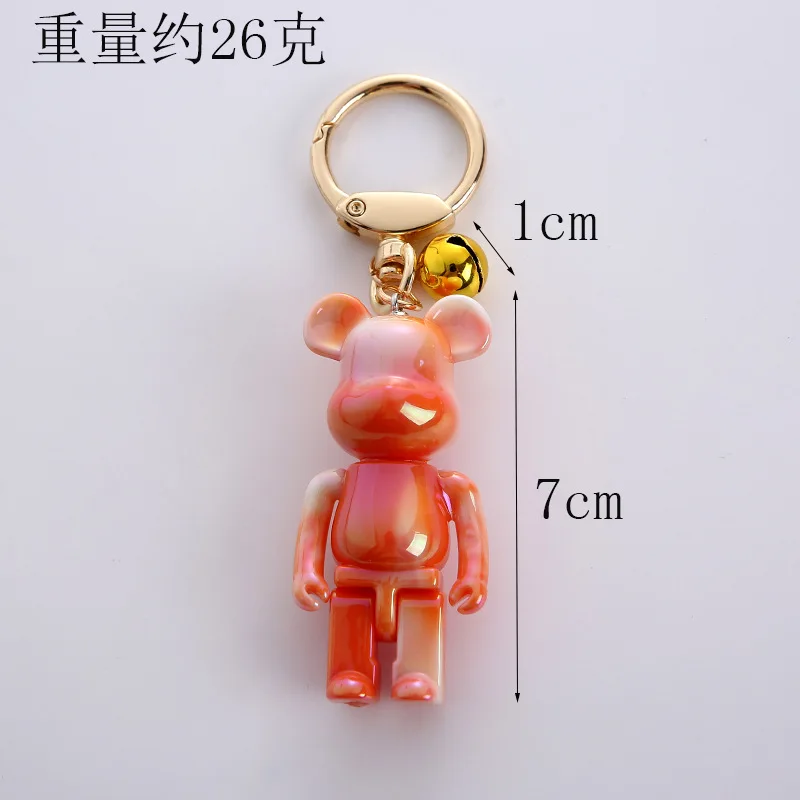 Bear Keychain  Action Figures Block Bear PVC Model Figures DIY Key Chain Paint Dolls Toys