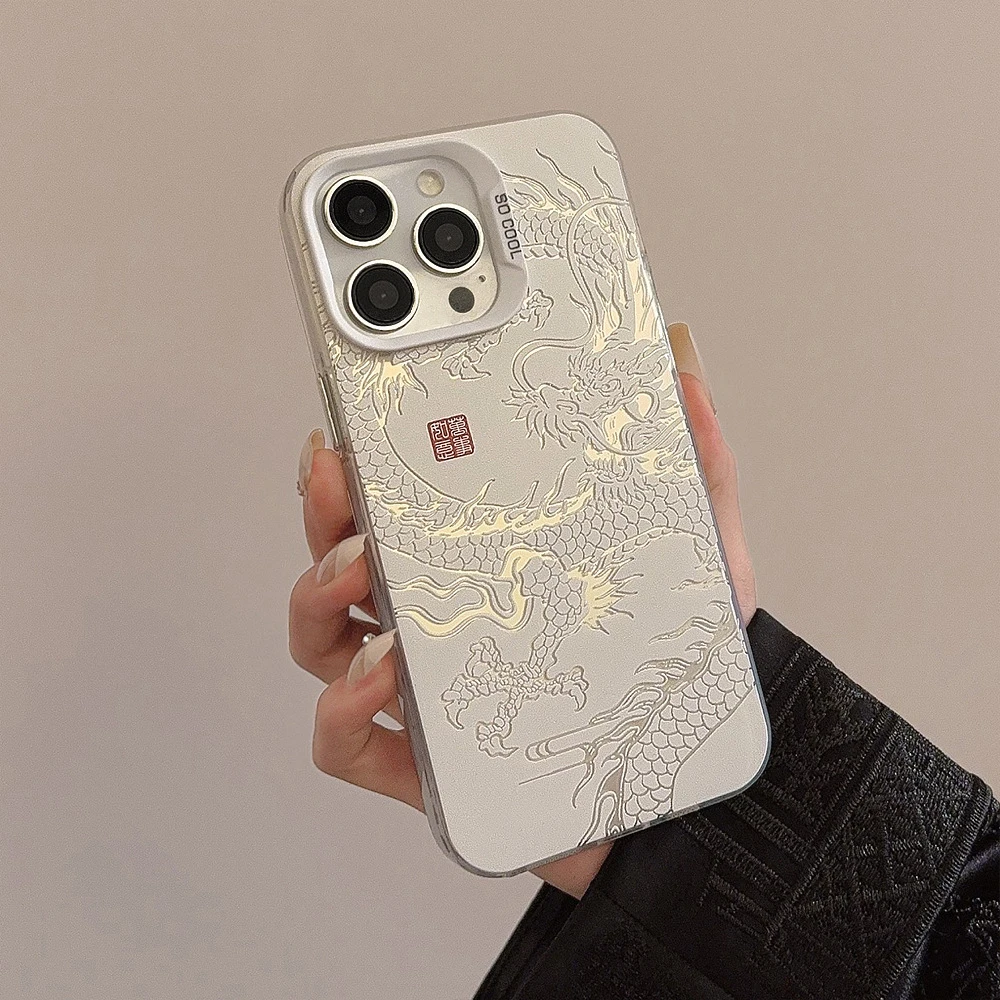 Luxury Dragon Embossed Matte Phone Case