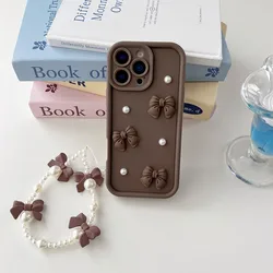 Custodia per telefono con lanyard in catena di perle e fiocco elegante – Morbida, alla moda e protettiva