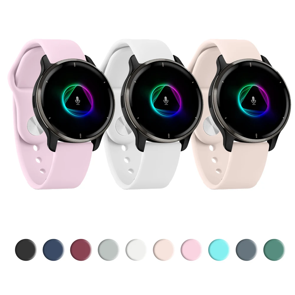 

20 22mm Soft Silicone Band For Garmin Forerunner 55 158 245 265 music/Vivoactive 3 4/Venu 2 Plus/Venu Sq/Vivomove 3 Strap Correa