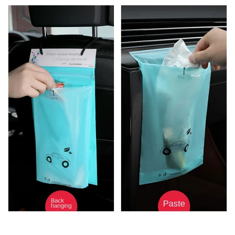 Car Trash Bag Creative Sticky Disposable Seat Back Storage Plastic Sack