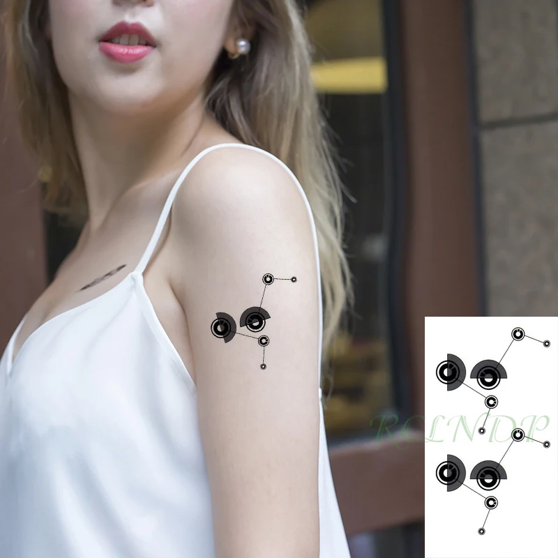 

Waterproof Temporary Tattoo Sticker Line Draw Circle Geometric Element Tatto Flash Tatoo Fake Tattoos Art for Men Women