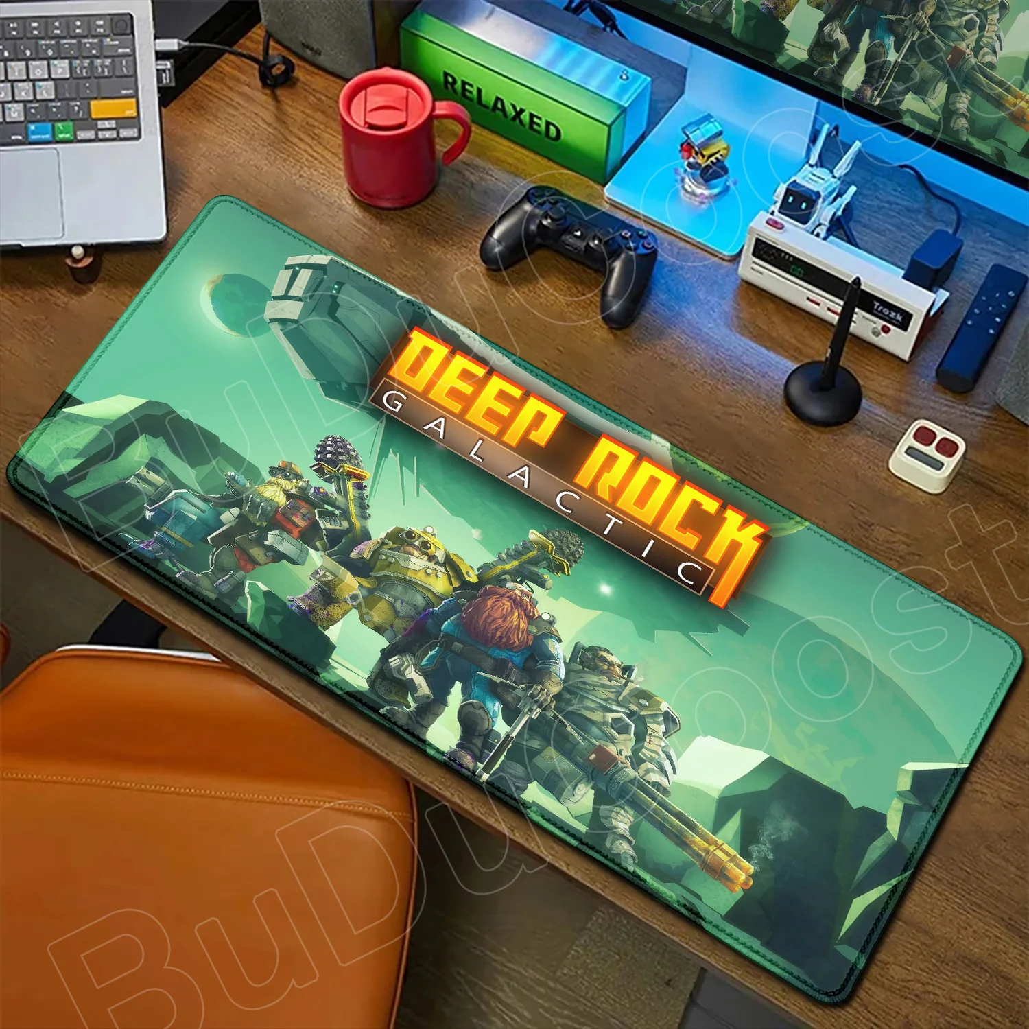 Gaming Deep Rock Galactic Mauspad, großer Gummi-Tastatur-Mausteppich, 400 x 900 mm, rutschfestes Gamer-Mauspad, Laptop-Büro-Mauspad