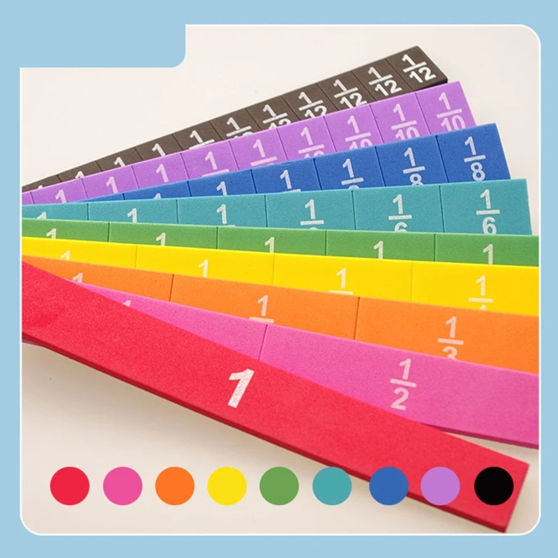 Rainbow Fraction Tiles Montessori Math Materials for Kids Homeschool Supplies N1HB 3