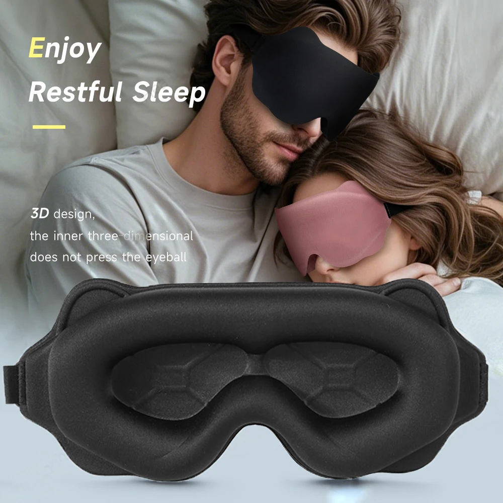 3D Memory Foam Sleep Mask – 100% Light Blocking Eye Covers with Adjustable Strap