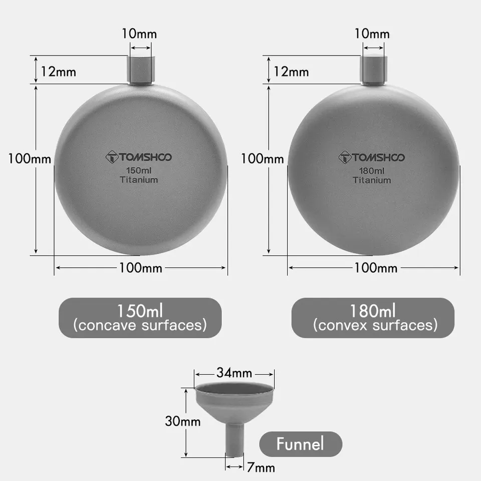 Tomshoo 150ml/180ml Titanium With Funnel Alcohol Whisky Wine Flask For Outdoor Camping Hiking Backpacking Travel Picnic_voghion.com