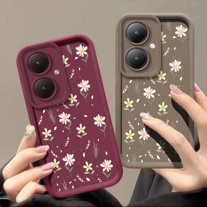 Vibrant Daisies Shockproof Silicone Phone Case with Camera Lens Protection