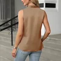Women's Imitation silk Sleeveless Vest Top Summer Comfortable breathable V-Neck Shirt Tank Top Fashion Solid Color Elegant vest - Image 2