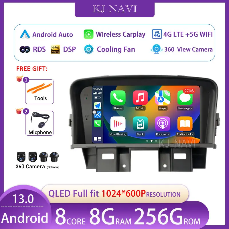 

Автомагнитола Android 13 для Chevrolet Cruze J300 2008-2014 мультимедийный видеоплеер QLED GPS навигация встроенный Carplay BT RDS DSP