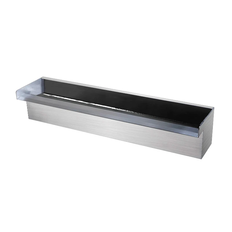 

Black stainless steel water trough LED courtyard garden fish pond waterfall landscaping water curtain wall water wall outlet