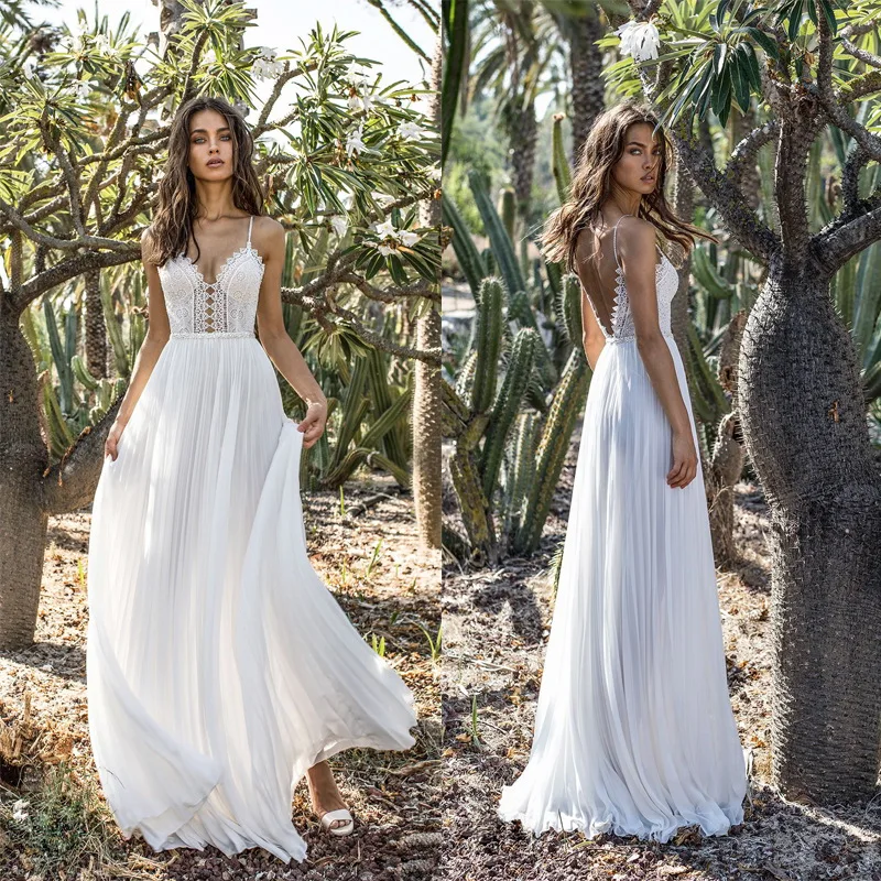 

New Women Dress Fashion Sexy Lace Deep V-Strap Chiffon Dress White Sleeveless Summer Women Long Dresses Vestidos De Verano Mujer