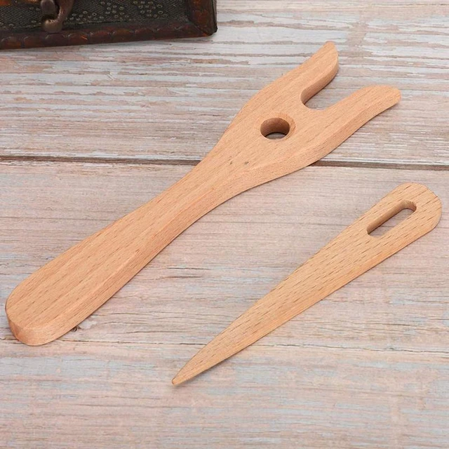 Wooden Knitting Fork Decorative Big Eye Needle Set Knitting