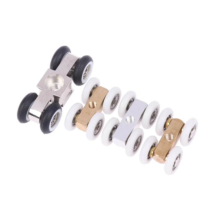 Household Shower Room Copper Four-wheel Hanging Pulley Roller For Bathroom Glass Slide Door Waterproof Bearing Crane Toilet Door shower room pulley shower door rollers sliding door roller shower room rollers sliding door pulley
