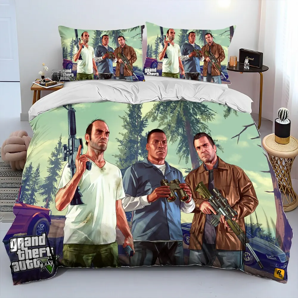 Description Picture 5 of item3D Grand Theft Auto GTA Game Gamer Comforter Bedding Set,Duvet Cover Bed Set Quilt Cover Pillowcase,king Queen Size Bedding Set