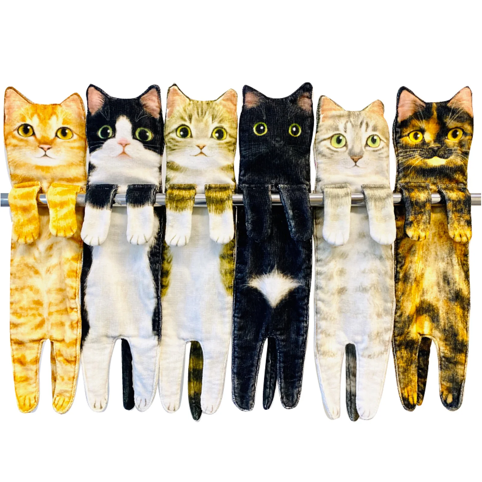 Cat Hand Towels for Kitchen Bathroom - Cute Cat Decor Gadgets - Hanging  Soft Absorbent Hand Face Towel 