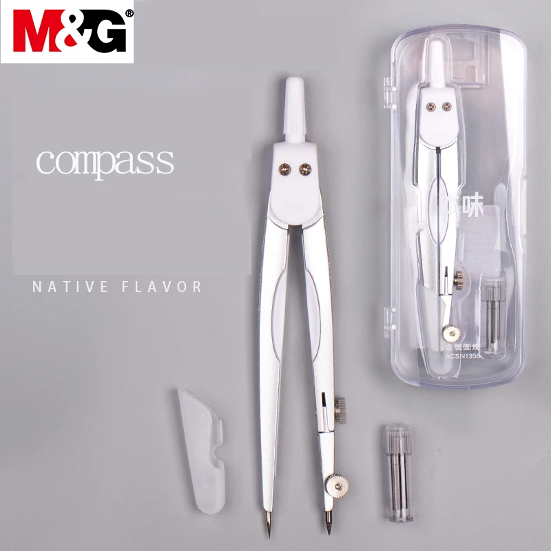 Boussole scolaire de géométrie M&G, dessin, outil de dessin de cercle, avec boîte de rangement adaptée aux étudiants et aux employés au bureau