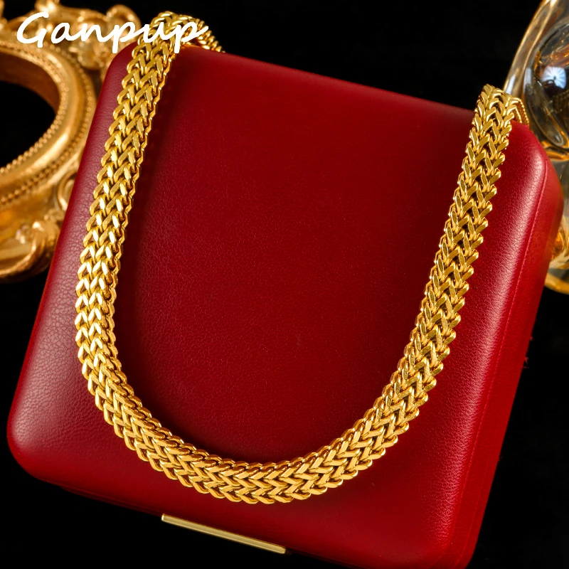 GANPUP 316l Edelstahl Metall Schwere Dicke Kette Halskette Charme Mode Hals Kette Wasserdicht Gold Farbe Schmuck Für Frauen