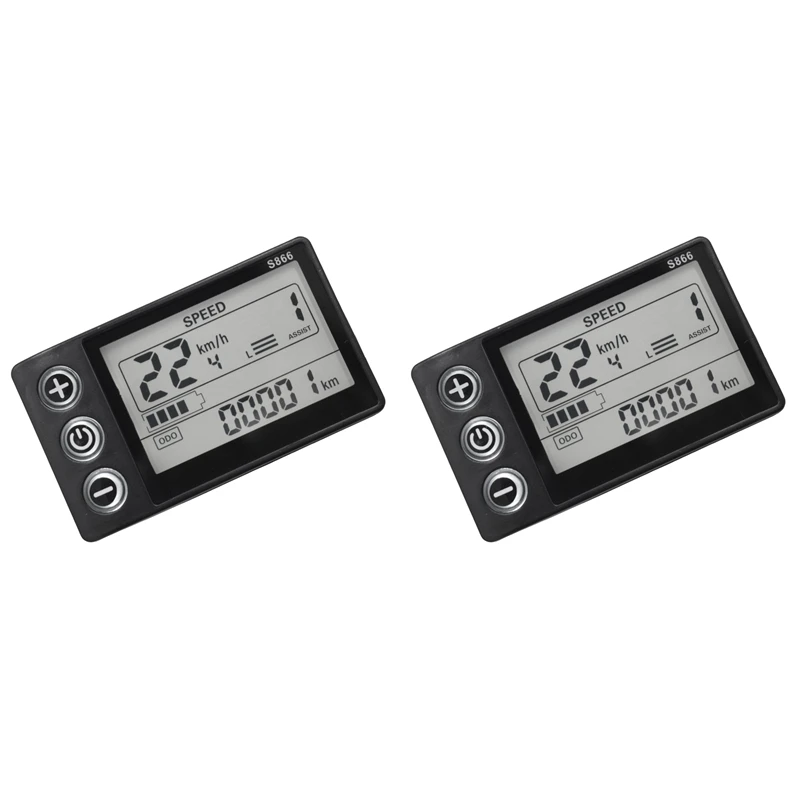 

2X 24V 36V 48V 60V S866 Controller Panel Dashboard Waterproof 6PIN Electric Bike LCD Display For Electric E-Bike Scooter