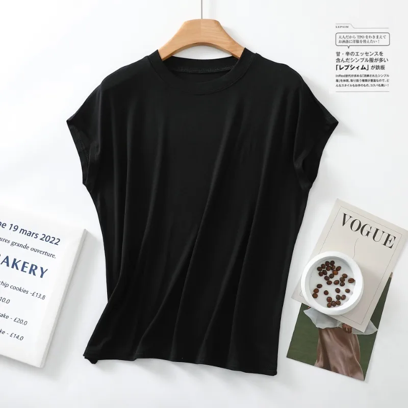 Sleepwear Lingerie Sleepwear Lingerie Set Women Crop Tees New Summer Short Sleeve Top Pajamas Pure Cotton Round Neck Sleeveless T-shirt Women's Loose Large Solid Home Furnishing