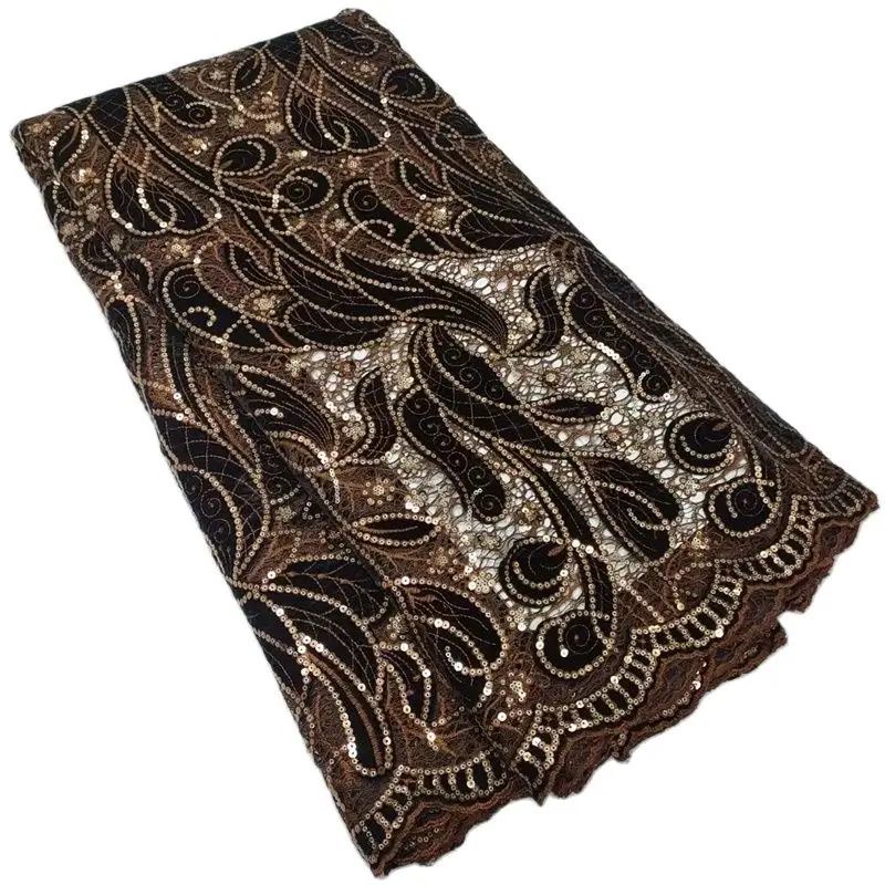 

Top Selling African Velvet Sequins Lace Fabric 2023 High Quality Net Lace Nigerian French Mesh Tulle Lace Fabric 5 Yard For Sew