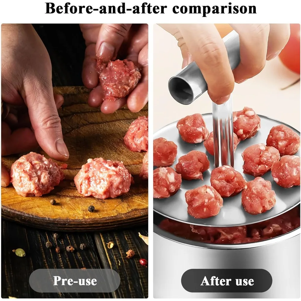 Meatball maker tool stainless steel 6pc press-type mold ergonomic handle dishwasher safe restaurant/home kitchen use