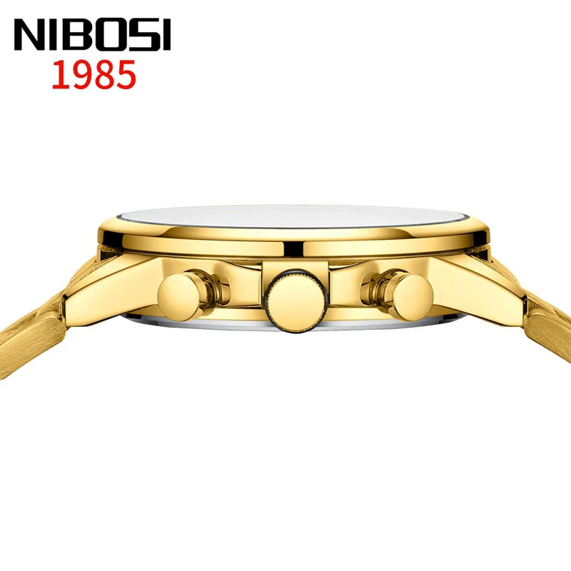 NIBOSI Brand Luxury Chronograph  Quartz Watch for Men Stainless Steel Waterproof Calendar Fashion Mens Watches Relogio Masculino