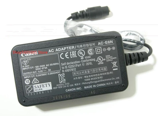 Adaptateur Secteur Canon AC-E6N – Alimentation Directe Pour Appareils Photo EOS – Parfait Pour Timelapse Et Usage Prolongé