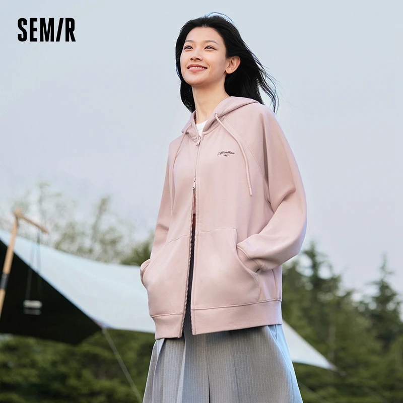 Semir Jacket Women Loose-Fit Plum Blossom Jacket Inserted Shoulder Sleeves Embroidery 2024 New Autumn Casual Hooded Jacket 3