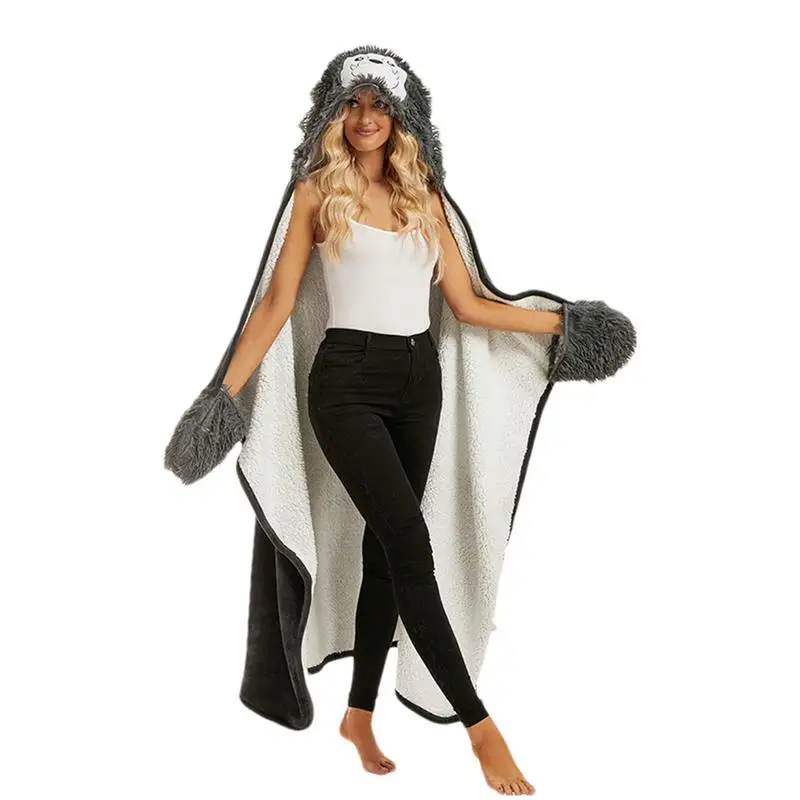 

Wearable Blanket Hoodie Oversized Blanket Sweatshirt With Hood Pocket Big Plush Cozy Hooded Blanket For Winter Giant Blanket