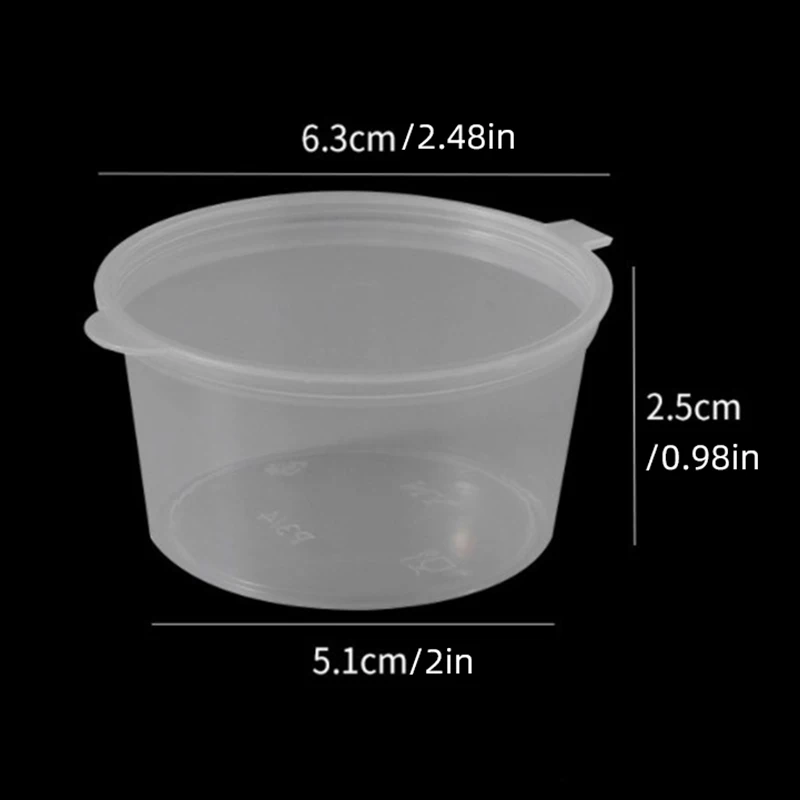 Plastic Sauce Jars Portion Boxes With Lids Thickened Disposable BBQ Sauce Seasoning Small Dish Chili Cup Container 50pcs/set