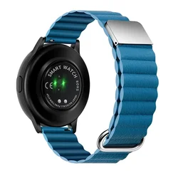 Magnetic Leather Wrist Strap - Premium Watchband Bracelet - 20mm (Cape Blue)