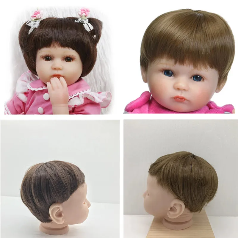 Brown and Golden Reborn Doll Hair Short Straight Hair Wig for DIY Silicone Reborn Baby Doll BJD doll